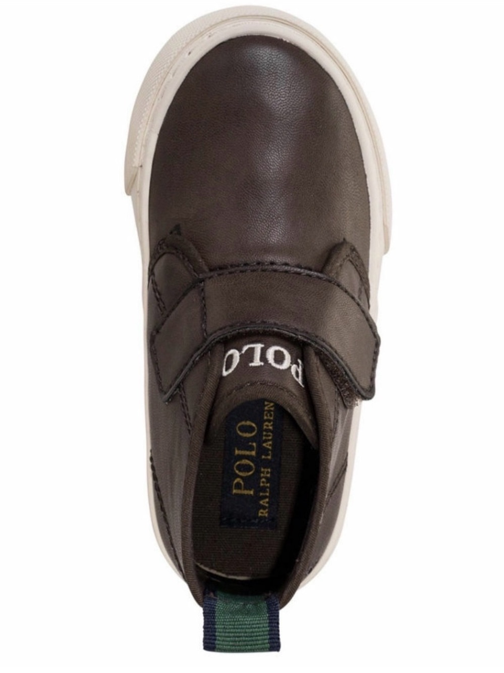 Polo by Ralph Lauren Kids Dark Brown Leather Hook-and-Loop Sneaker stock (41)